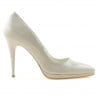 Women stylish, elegant shoes 1244 patent beige pearl